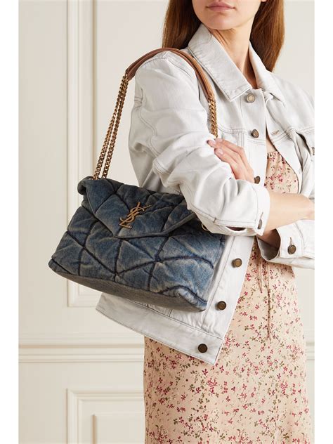 ysl denim puffer bag.